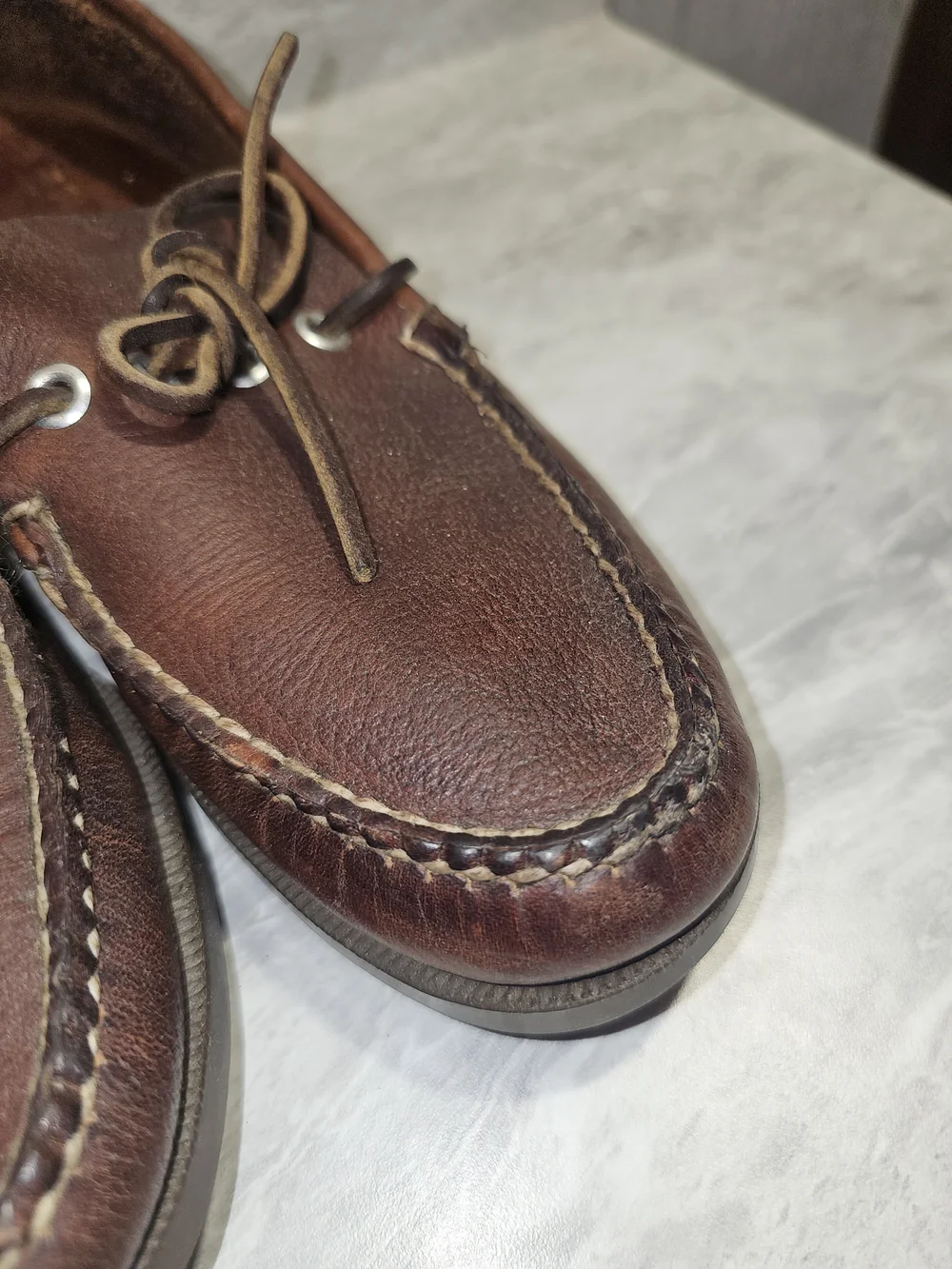 L.L. Bean Men's Dark Brown Leather Boat Shoes  - S48